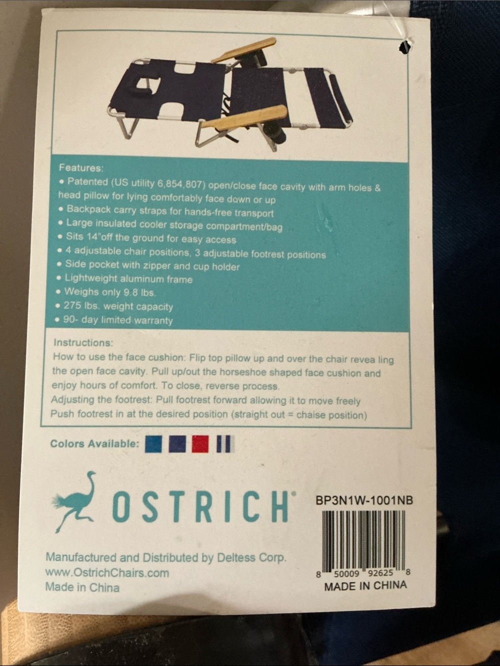 Navy Folding Beach Chair - Picture 4 of 4